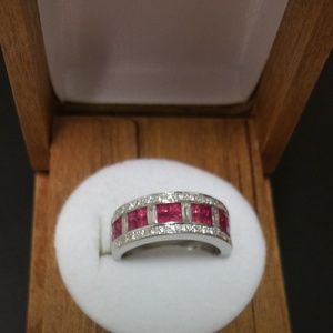 LeVian Diamond and Ruby 14k White Gold Ring